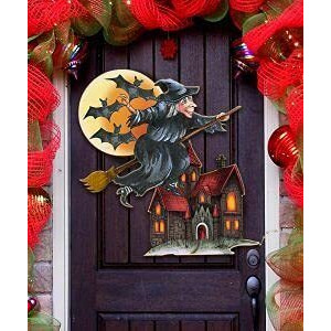 gDeBrekht 8114010 Witch Wooden Halloween Ornament Set of 2