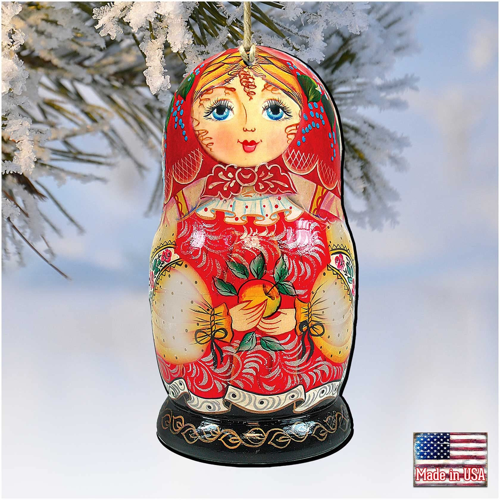 gDeBrekht 8115010 Nesting Doll Matreshkas Ornament Set of 2