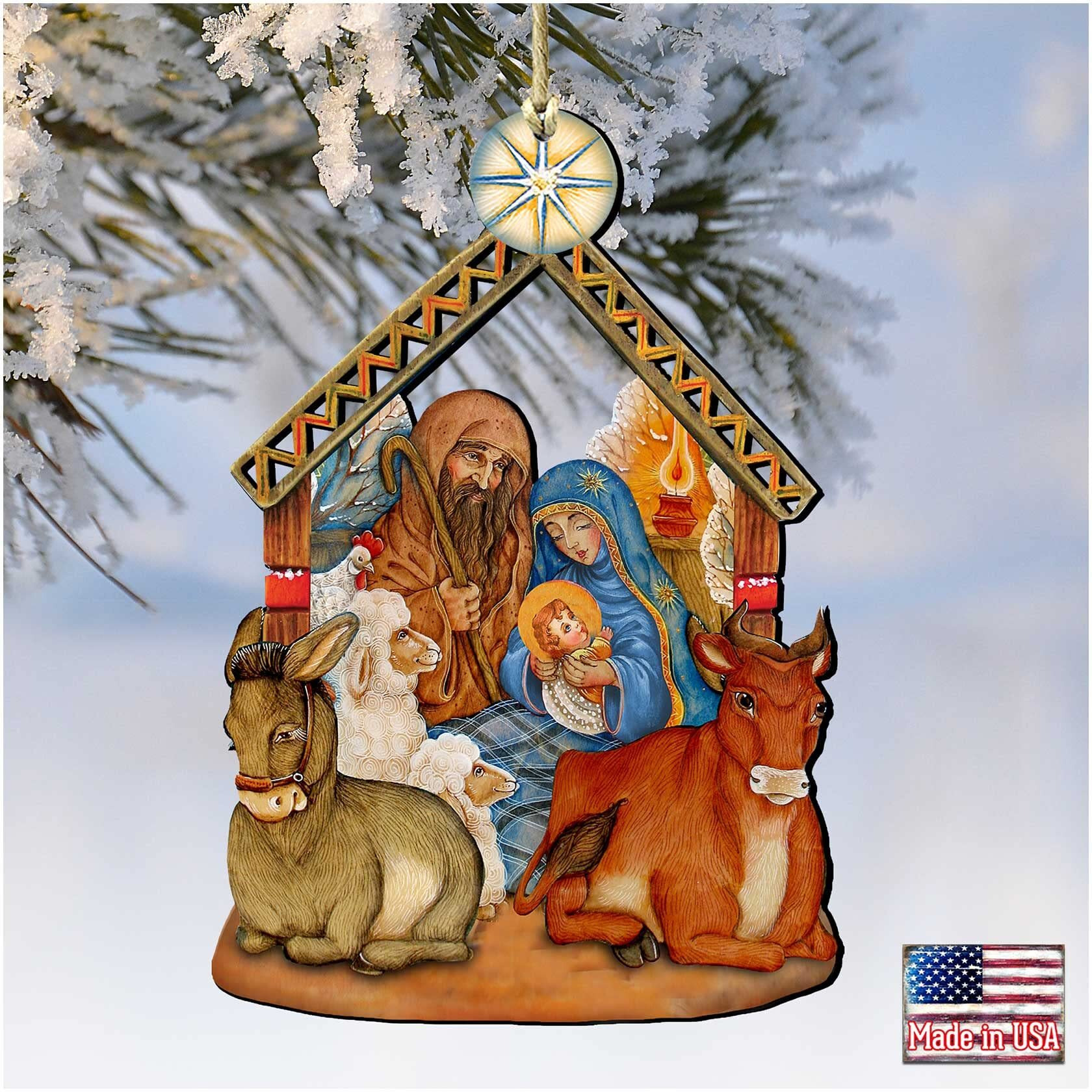 gDeBrekht 8114030 Nativity Wooden christmas Ornament Set of 2