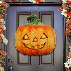 gDeBrekht 8158414 Halloween Pumpkin Wooden Ornament Set of 2