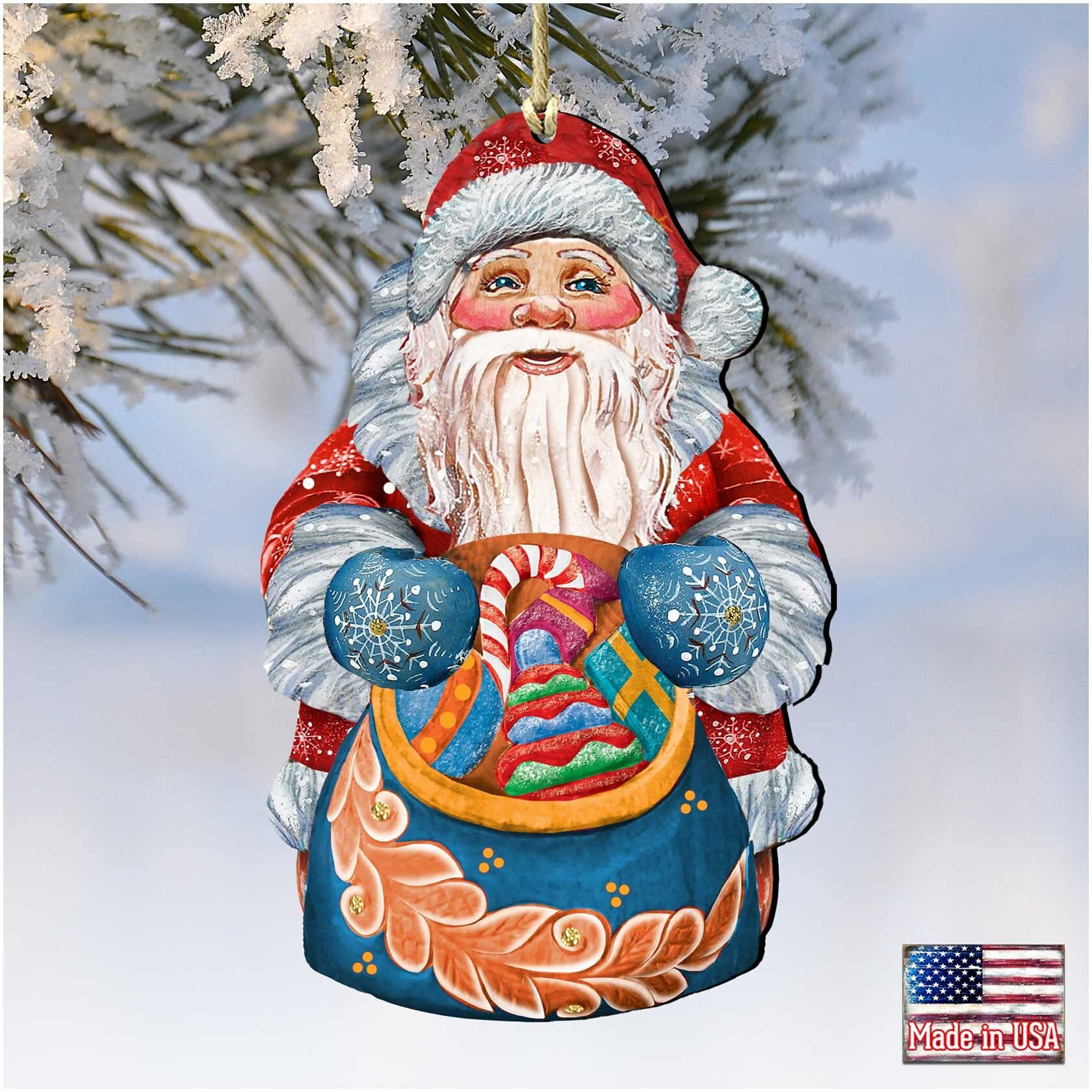 gDeBrekht 8117902 Birdie Santa Wooden christmas Ornament Set of 2