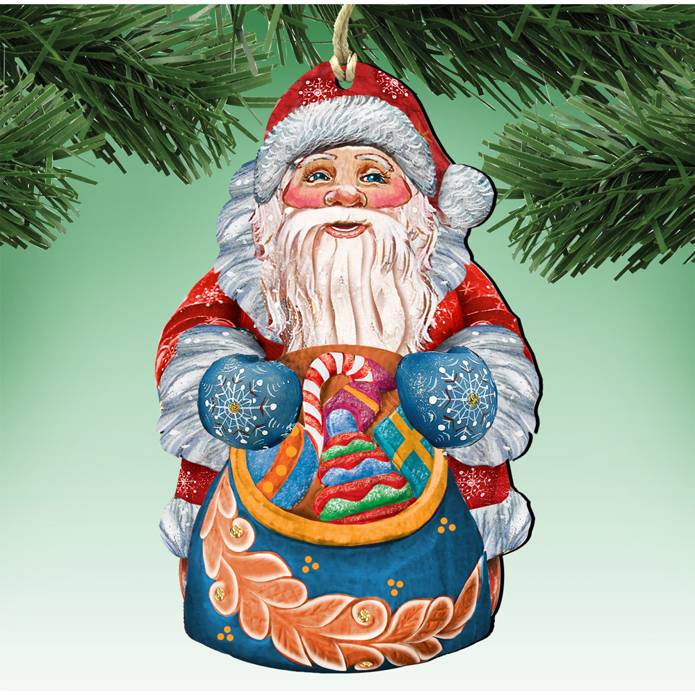 gDeBrekht 8117902 Birdie Santa Wooden christmas Ornament Set of 2