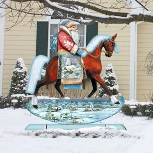 gDeBrekht 8151121 Horsey Santa Wooden christmas Ornament Set of 2