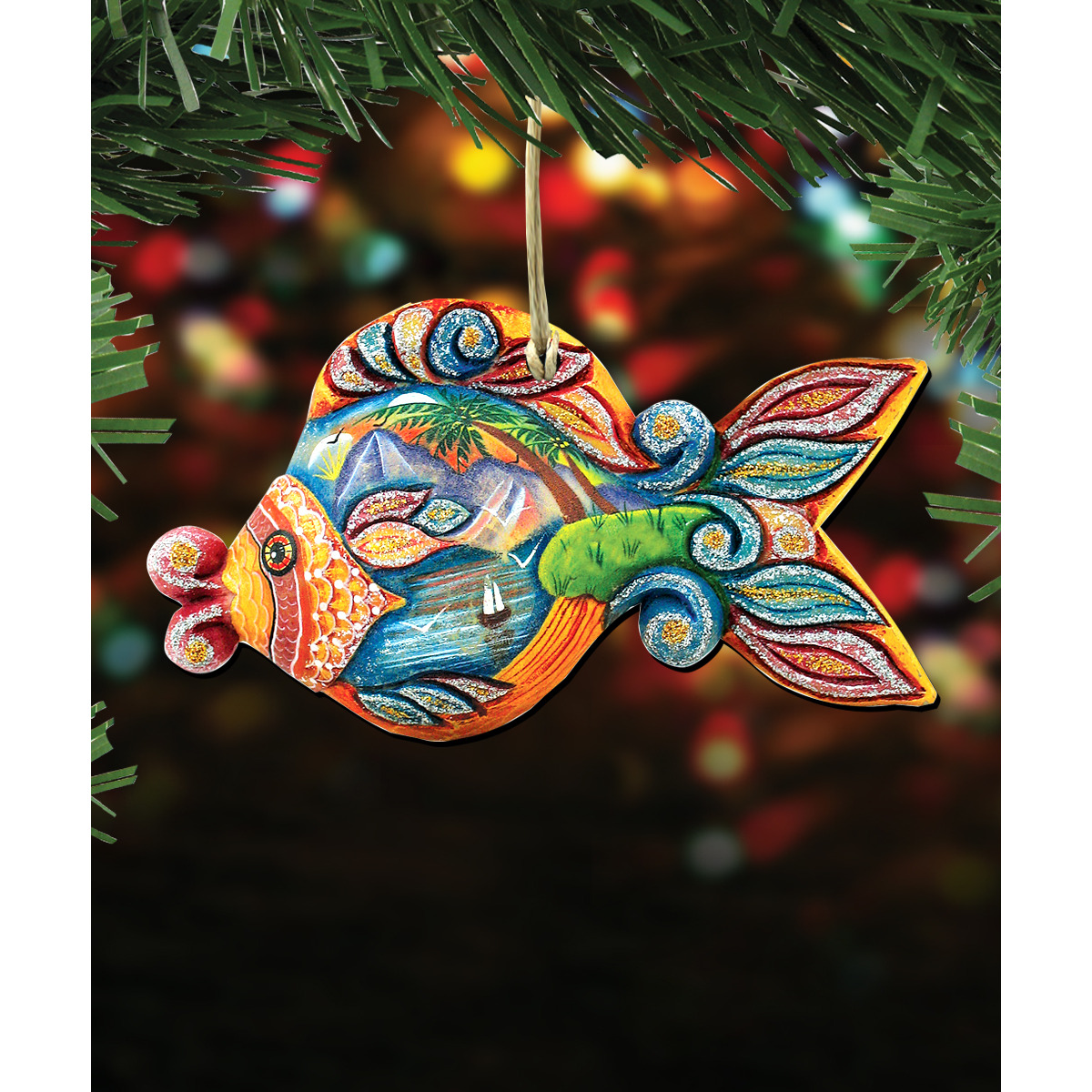 gDeBrekht 8126161 Paradise Fish Wooden christmas Ornament Set of 2