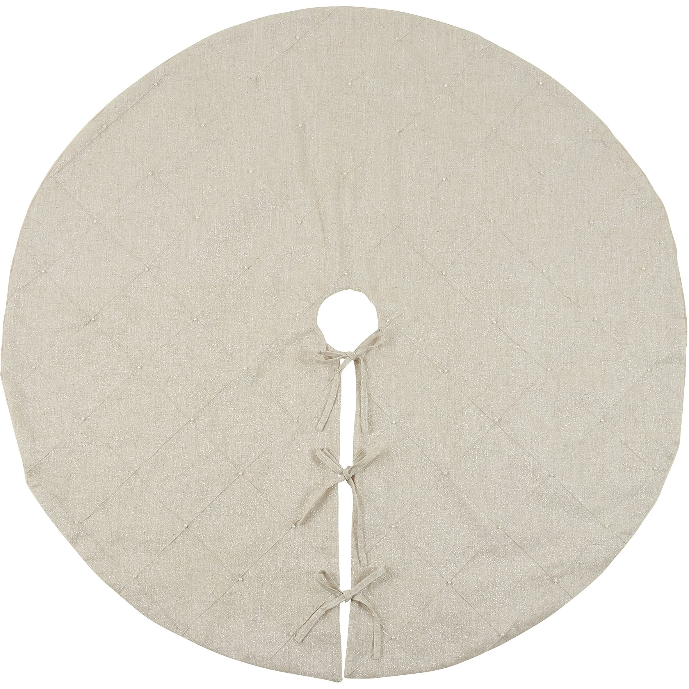 Saro Lifestyle 9622N54R 54 in Diamond Stitched Round Tree Skirt  Natural