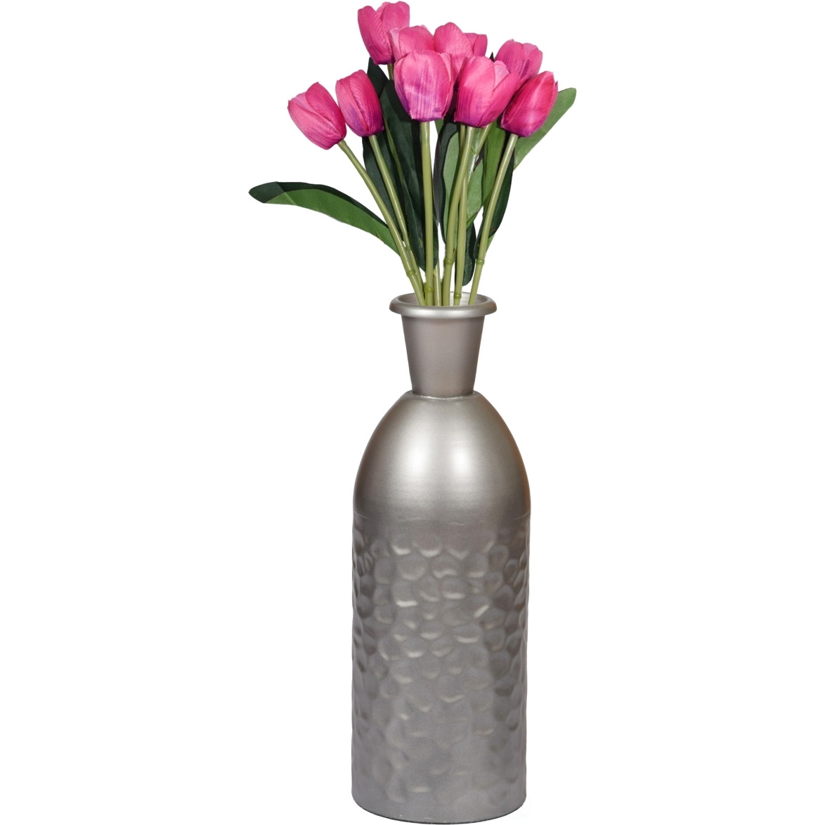 Uniquewise QI004129S 475 x 135 in Modern Decorative Iron Hammered Tabletop centerpiece Flower Vase  gunmetal grey