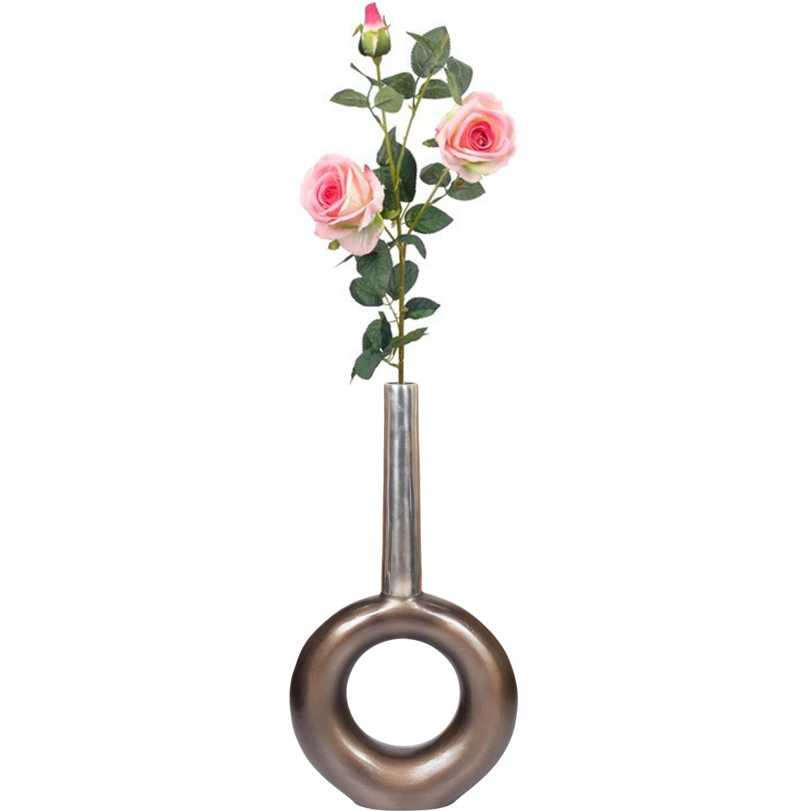 Uniquewise QI004132 2275 x 125 x 4 in Decorative centerpiece Two Tone Aluminium-casted Table Flower Vase  Brass