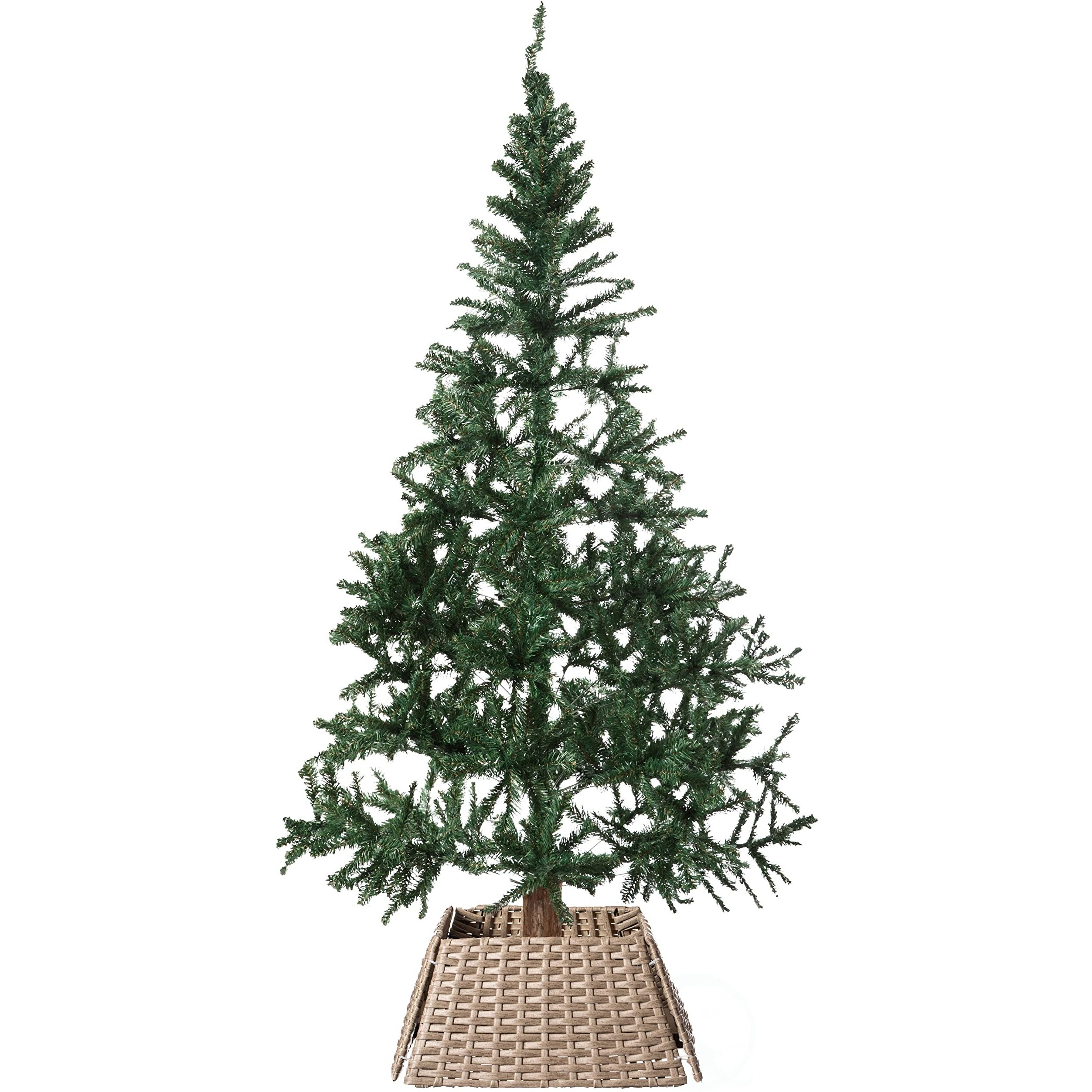 gardenised QI004155gY Foldable christmas Tree Skirt collar Basket with Ring Base Stand cover & Rattan Plastic&44 grey
