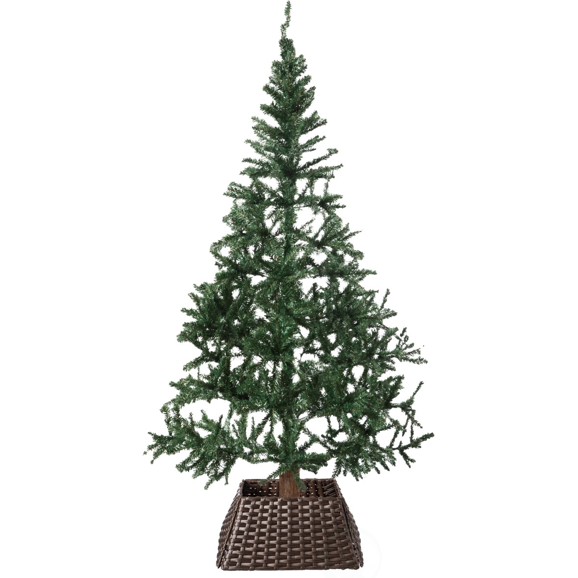 gardenised QI004155BR Foldable christmas Tree Skirt collar Basket with Ring Base Stand cover & Rattan Plastic&44 Brown