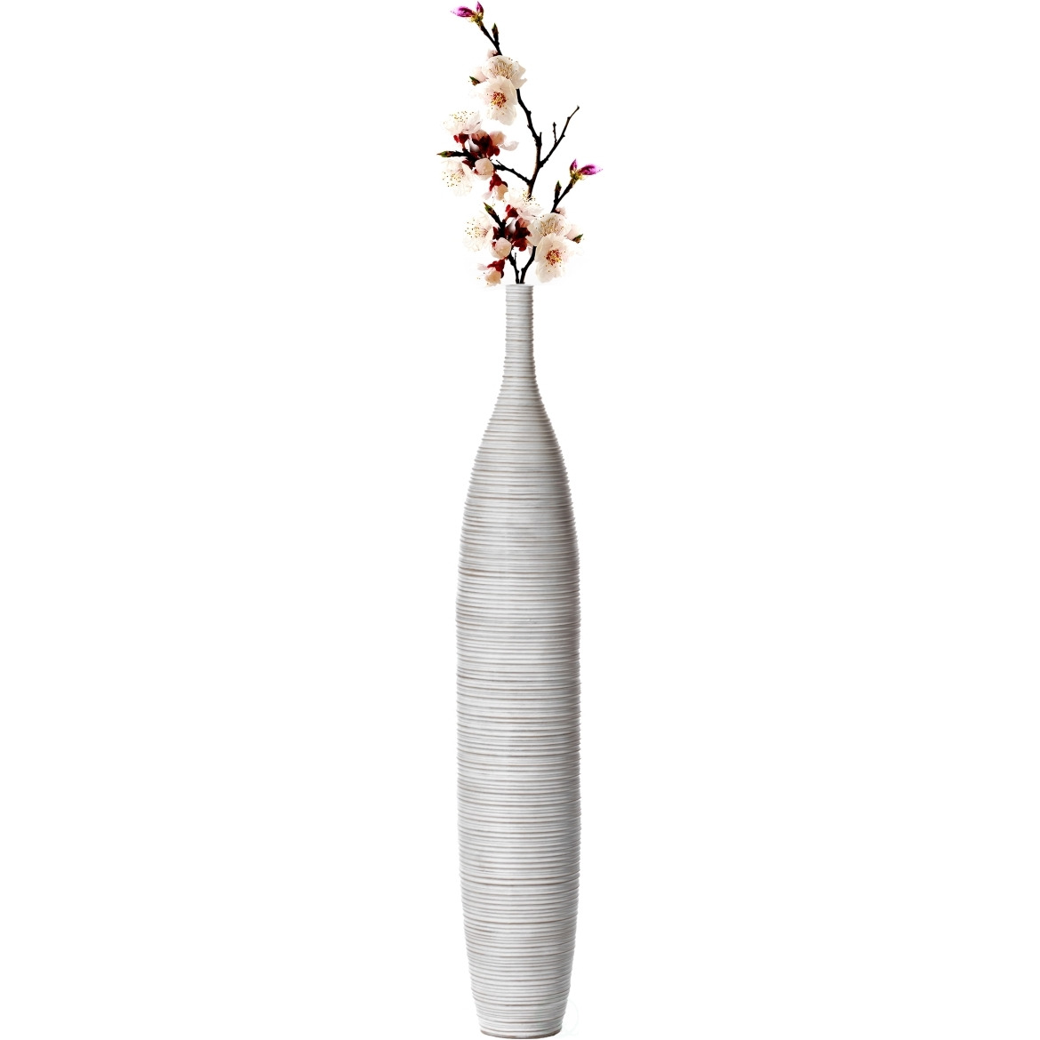 Uniquewise QI004177L 8 x 48 in Modern Decorative Bottle Shape Floor Vase Ribbed Design&44 White - Large