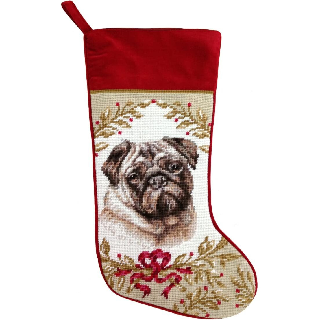 123 creations c966-17 Pug Needlepoint Stocking