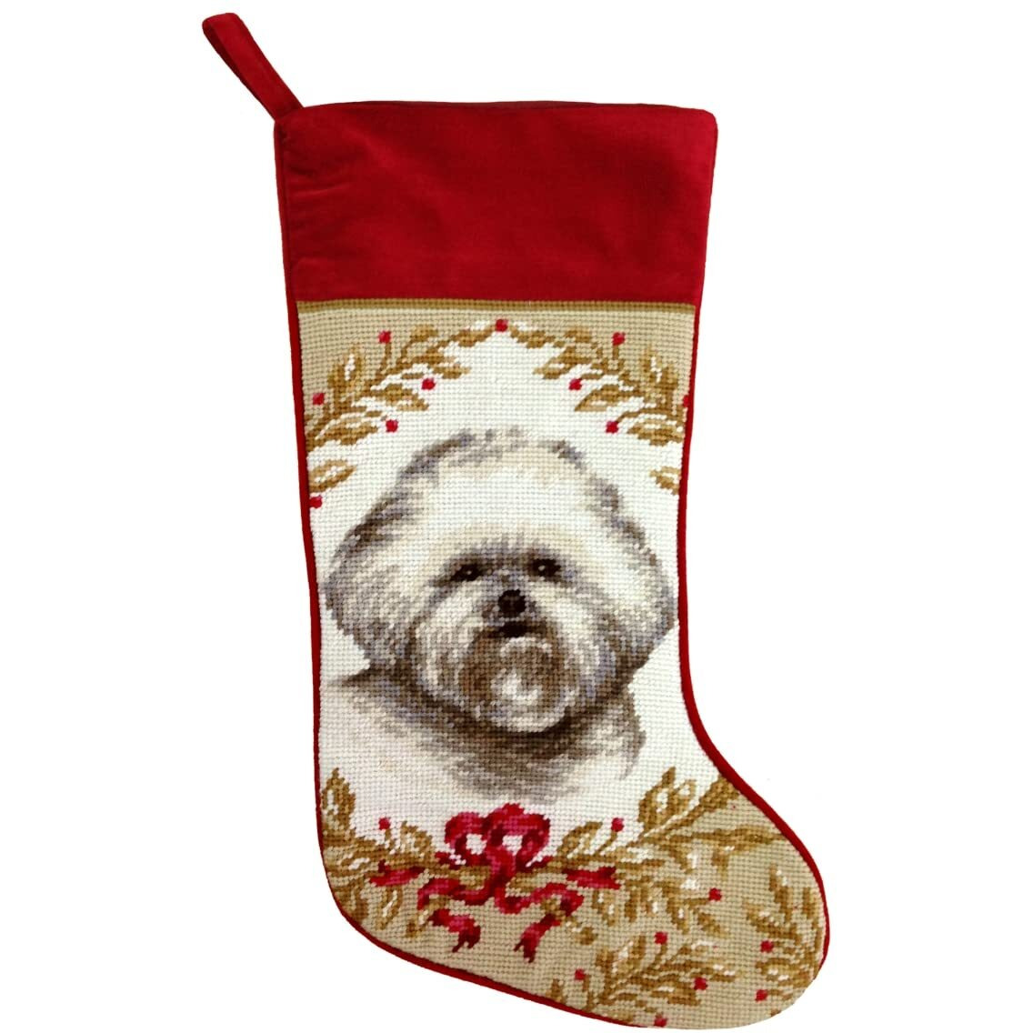 123 creations c963-17 Bichon Needlepoint Stocking