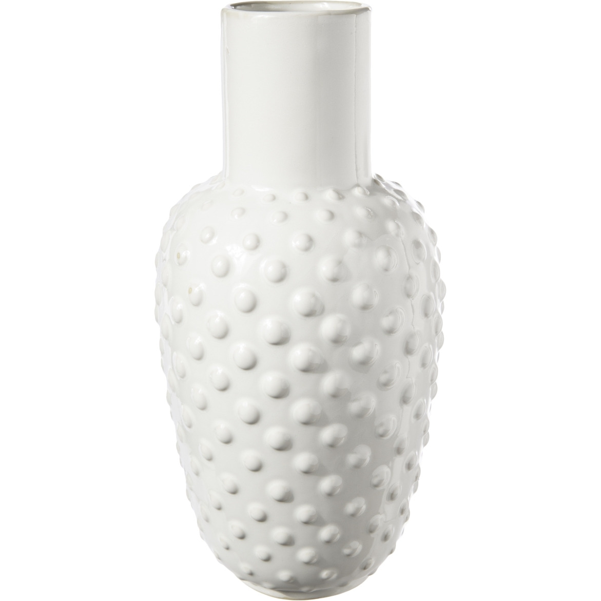 Urban Trends collection 50091 ceramic Round Vase with Embossed Dotted Design Body & Tapered Bottom gloss&44 White - Large