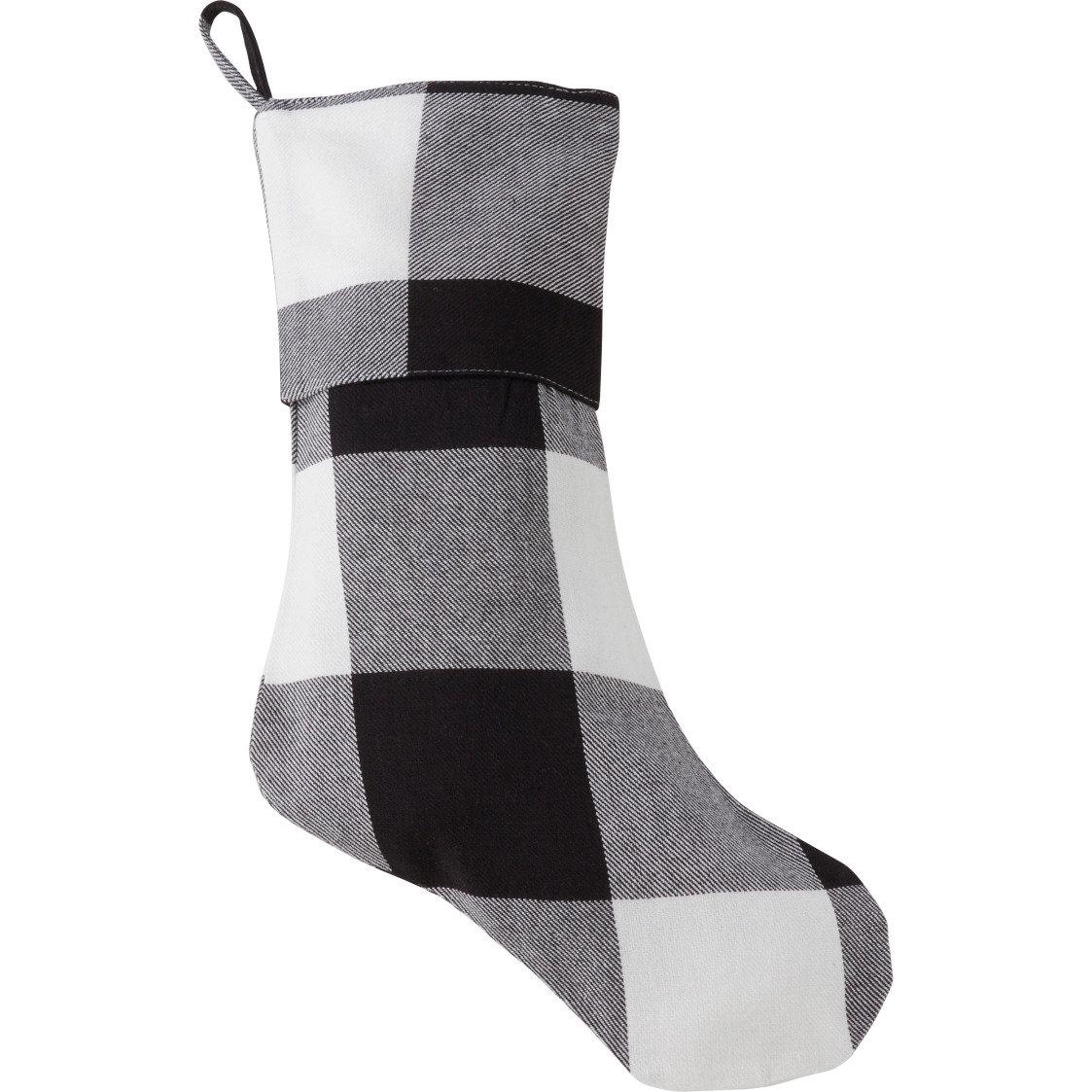 SARO  13 x 19 in Buffalo Plaid Design Decorative cotton christmas Stocking - Black