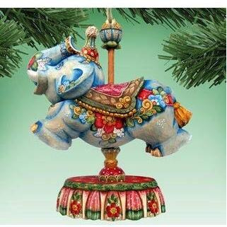 Wooden carousel Elephant Decorative Hanging or Freestanding Figurine for Home & garden