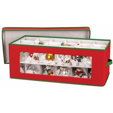 christmas Ornament Storage chest Red and green