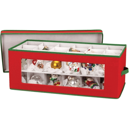 christmas Ornament Storage chest Red and green