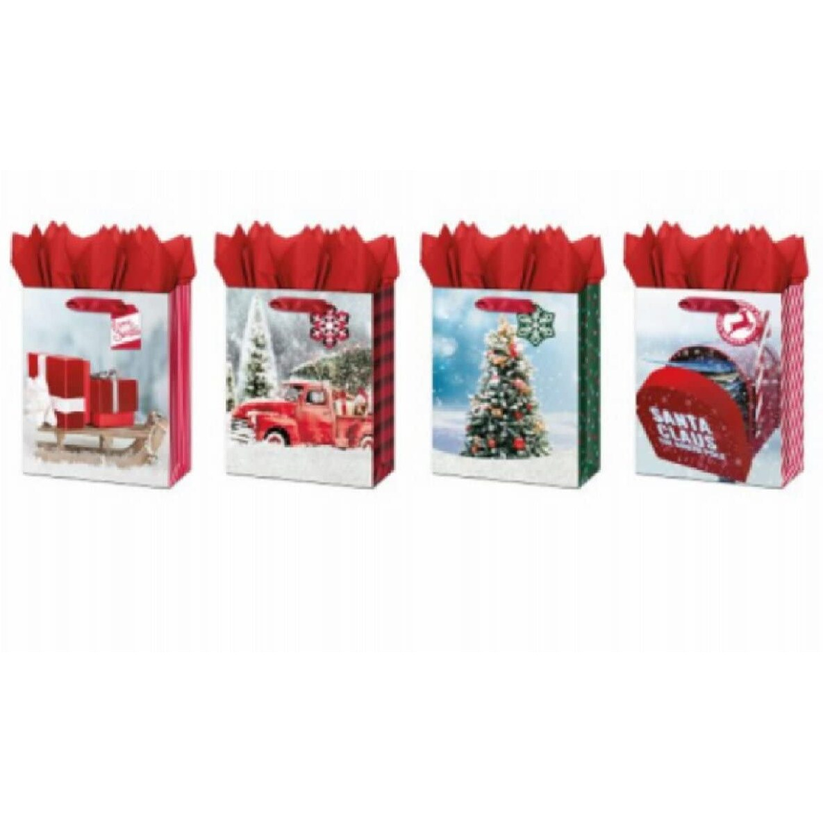 Ig Design group Americas 274730 christmas Real Photo Theme Papercraft gift Bag  Satin Ribbon - Medium