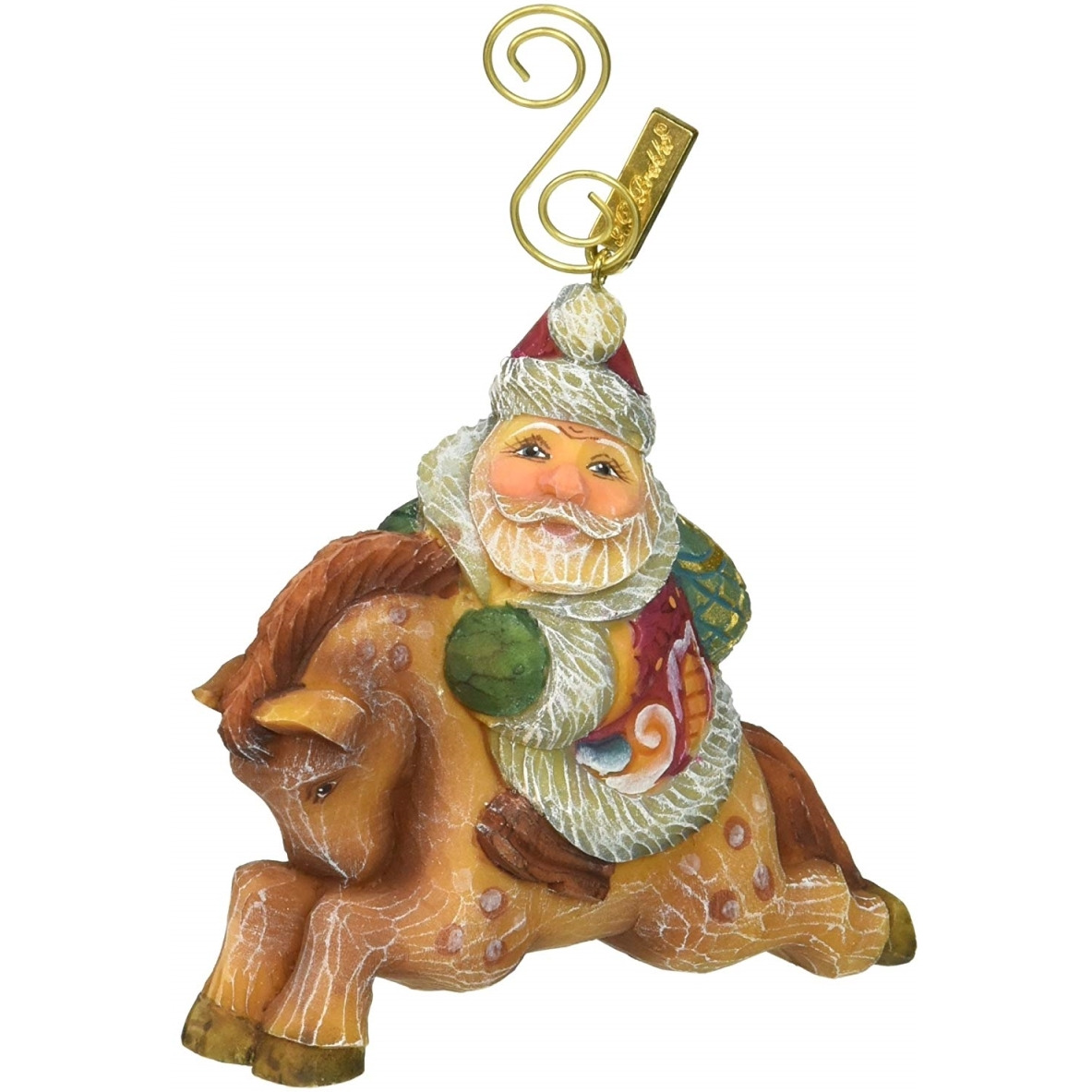 8114060 goose Traveling Santa Wooden christmas Ornament Set of 2
