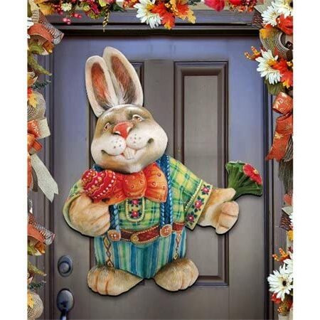 8154423 Father Bunny Wooden Ornament Set of 2