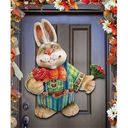 8154423 Father Bunny Wooden Ornament Set of 2