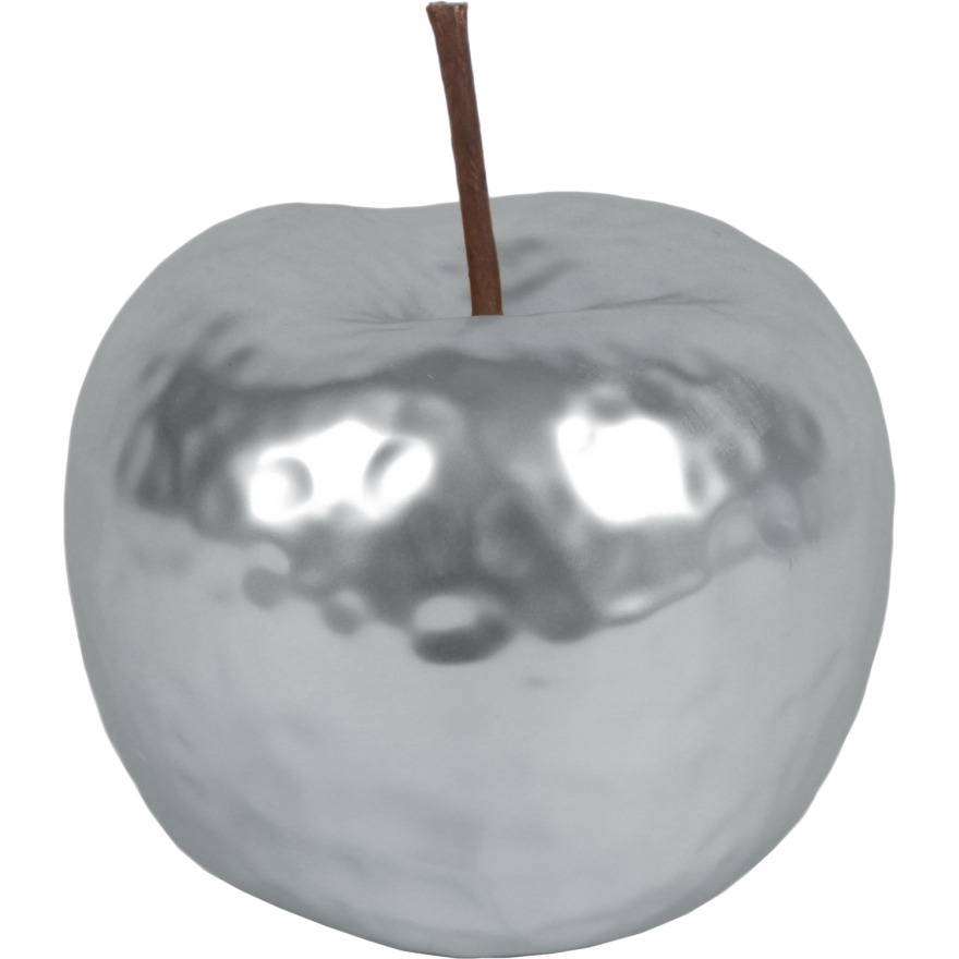 ceramic Apple Figurine&44 HammeredMatte & Silver - Small