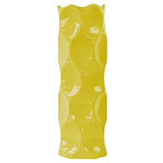 Urban Trends collection  ceramic Round cylindrical Vase With Dimpled Sides  Large - Yellow
