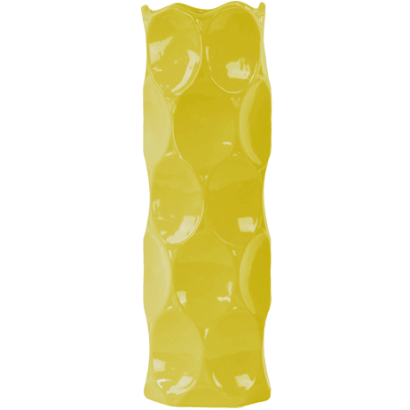 Urban Trends collection  ceramic Round cylindrical Vase With Dimpled Sides  Large - Yellow