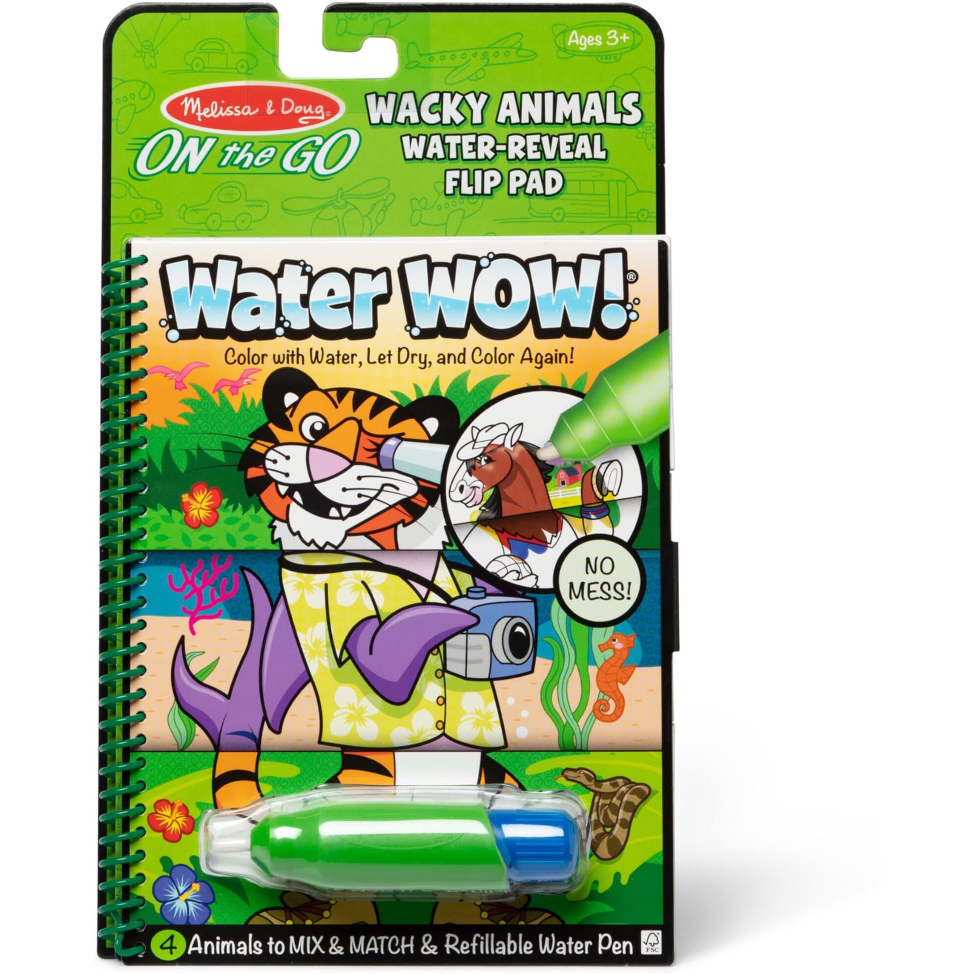 Melissa & Doug 173742 On the go Water Wow Wacky Animals Flip Pad
