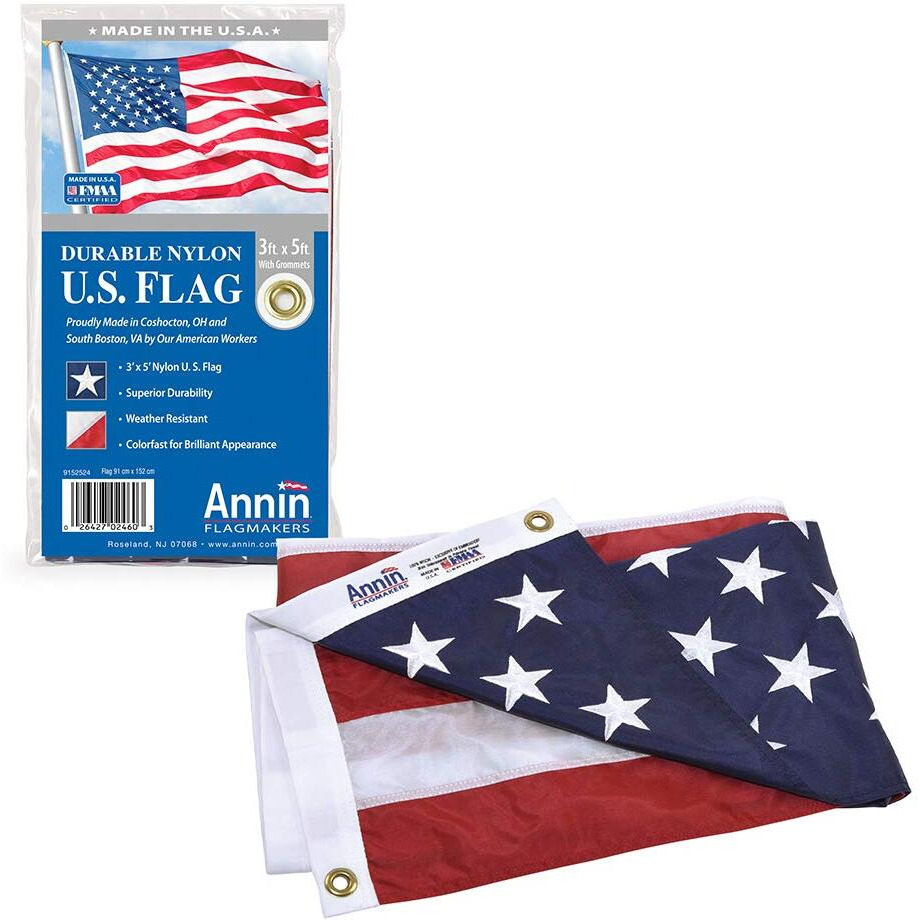 Annin Flagmakers 2460 3 ft x 5 ft Nylon-glo American Flag