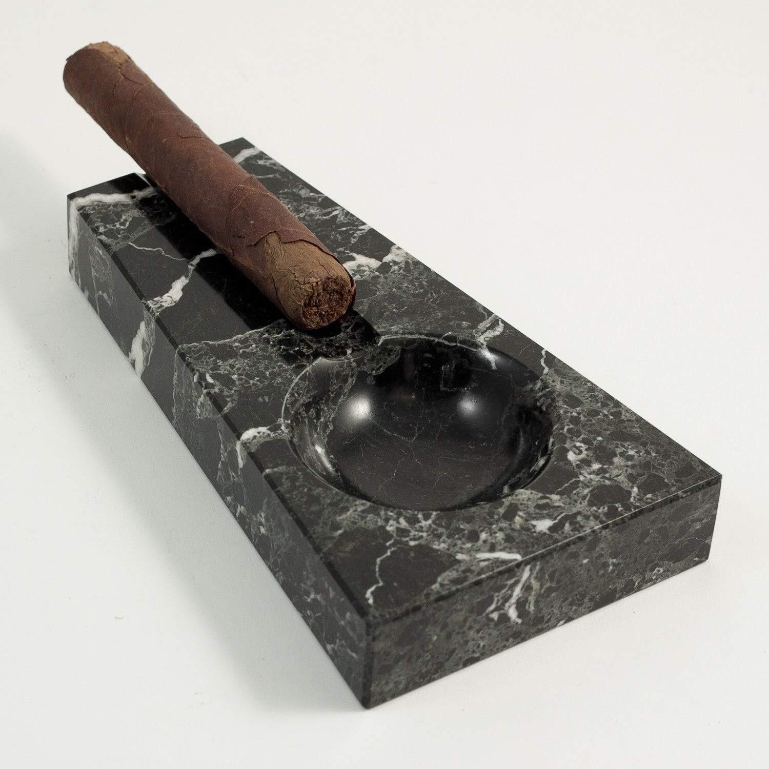 Bey-Berk International c301 Single cigar Marble Ashtray  Black Zebra