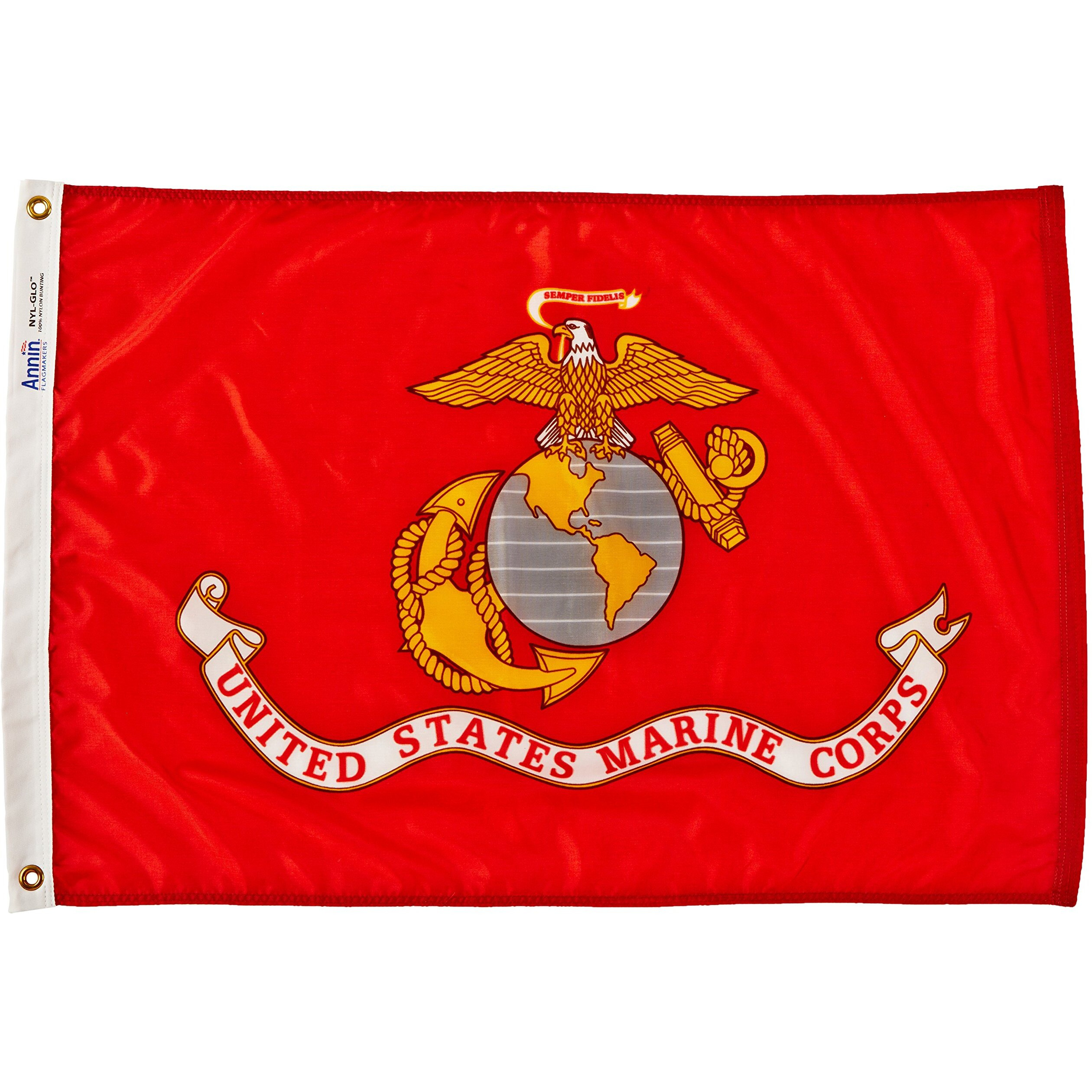 Annin Flagmakers 439004 2 ft x 3 ft Nylon-glo Flag - US Marine corps