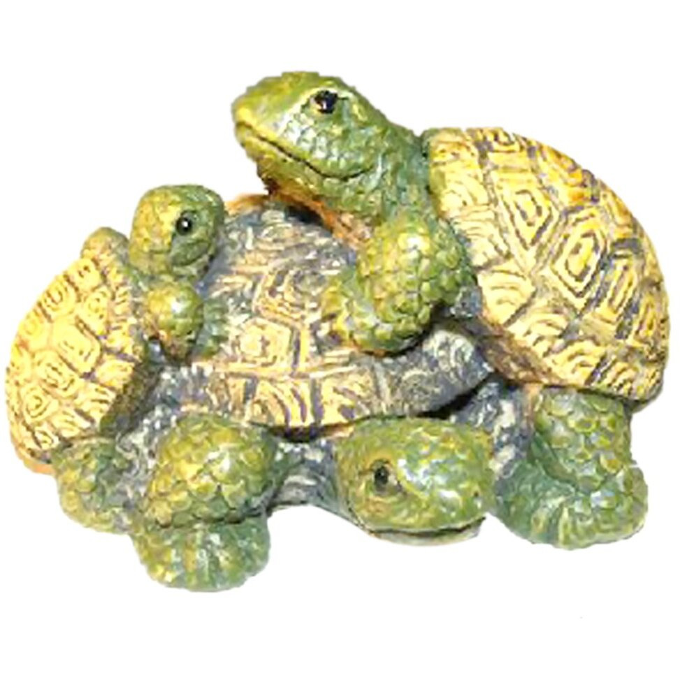 Bonsai Boy e3092 Miniature Turtle Figurine - Three Turtles - Two climbing on back