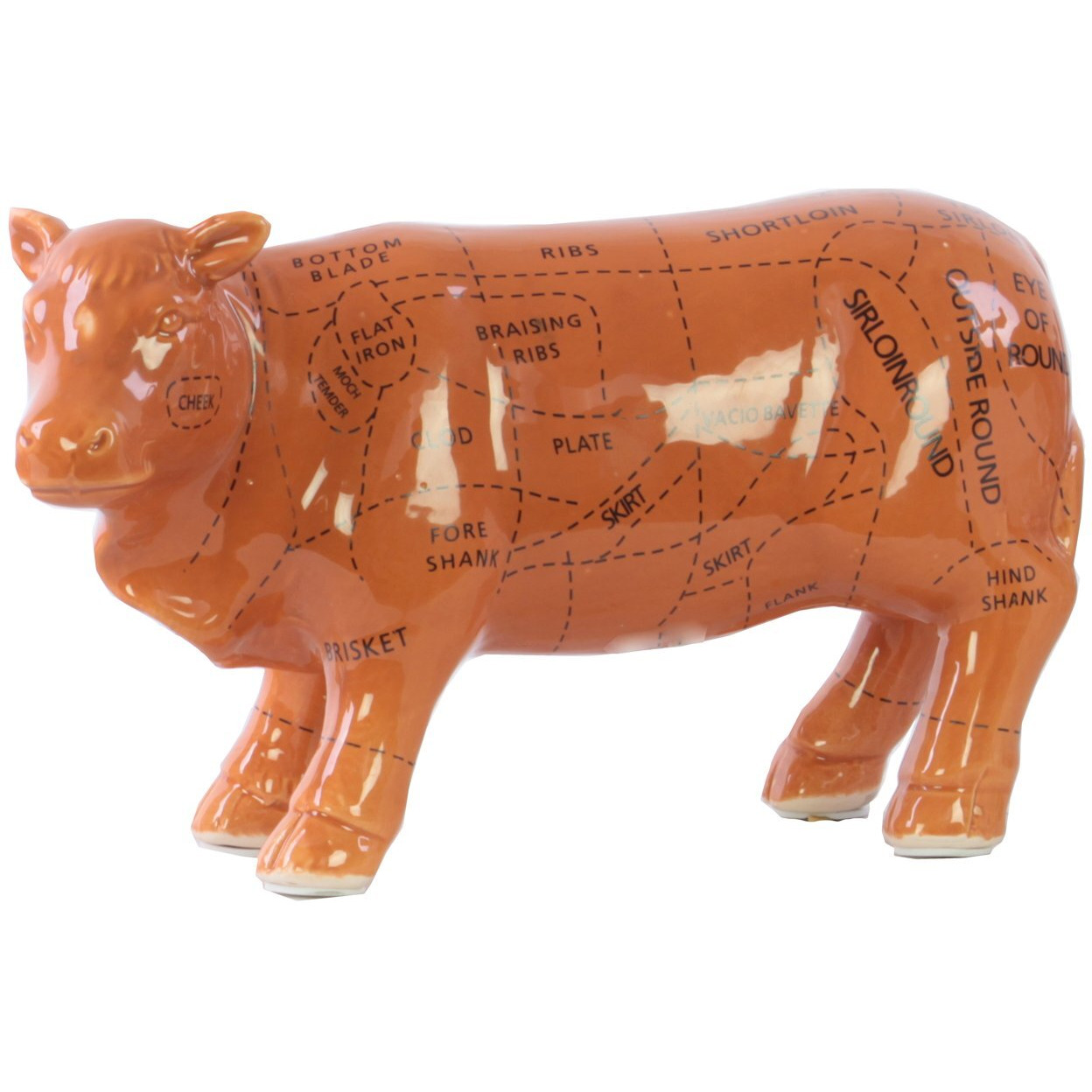 Urban Trends collection 43046 4 x 675 x 12 in ceramic Beef cut chart Figurine - gloss Finish  Brown