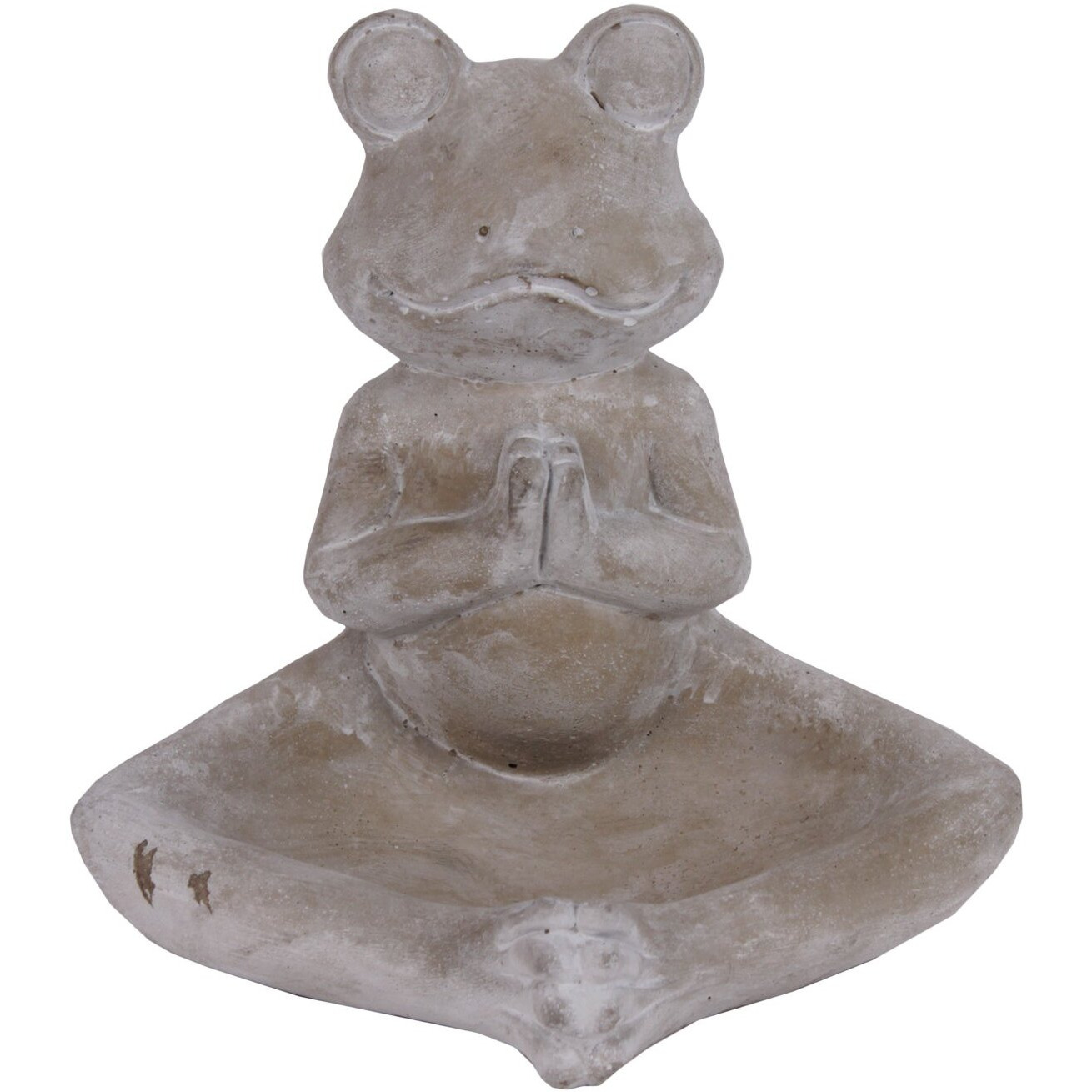 Urban Trends collection 54600 cement Meditating Frog Figurine in Namaskara Position with candle Holder  concrete Finish - gray
