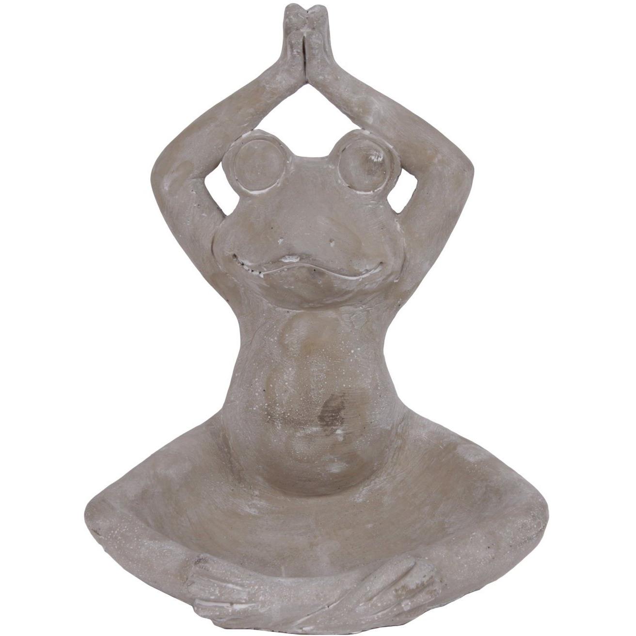 Urban Trends collection 54601 cement Meditating Frog Figurine in Overhead Namaskara Position with candle Holder  concrete Finish - gray