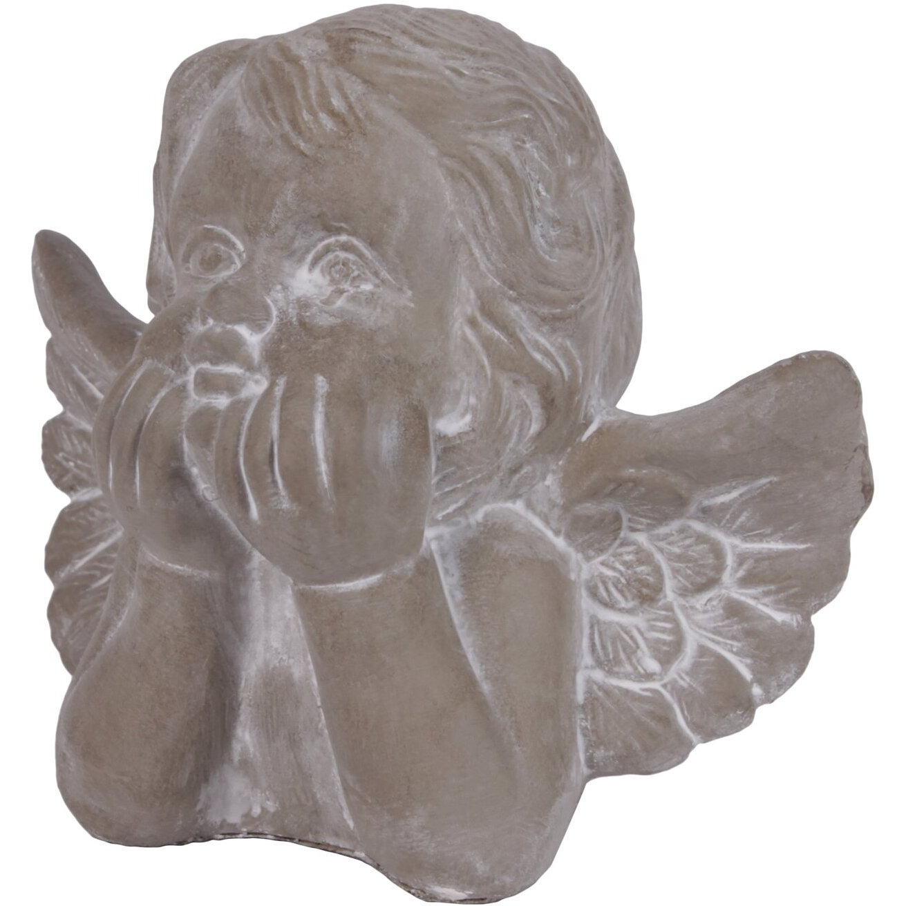 Urban Trends collection 53704 cement cherub Head with Resting on Hands  gray