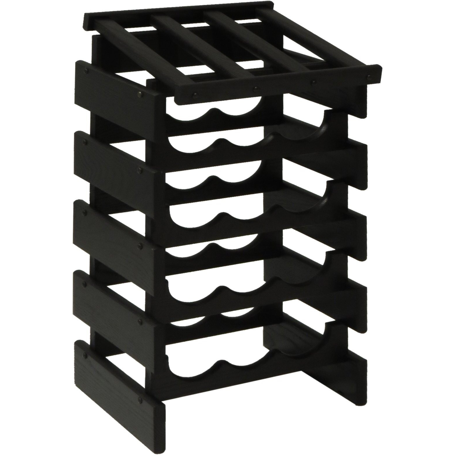 Wooden Mallet WRD34BK 15 Bottle Dakota Wine Rack with Display Top - Black