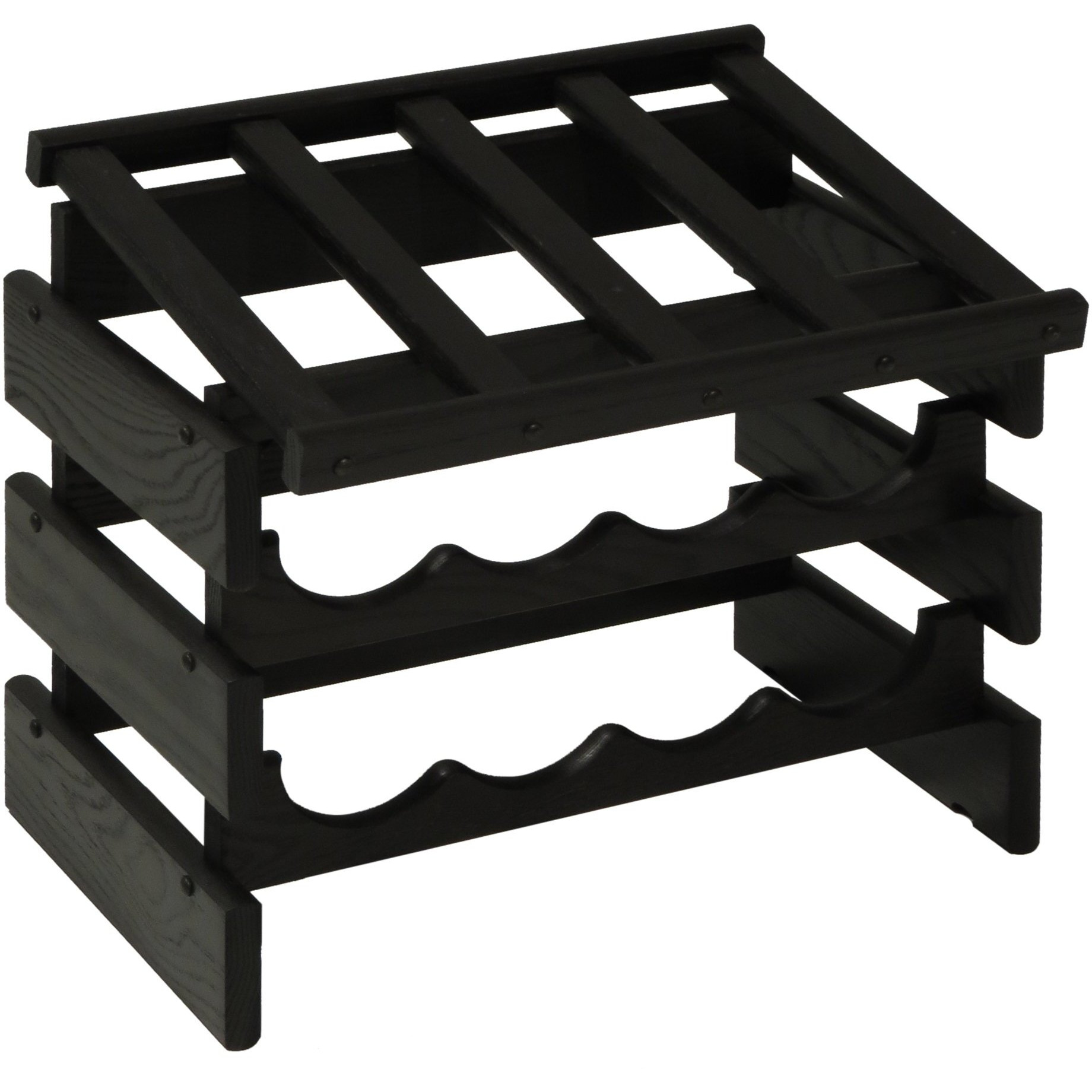 Wooden Mallet WRD42BK 12 Bottle Dakota Wine Rack with Display Top - Black
