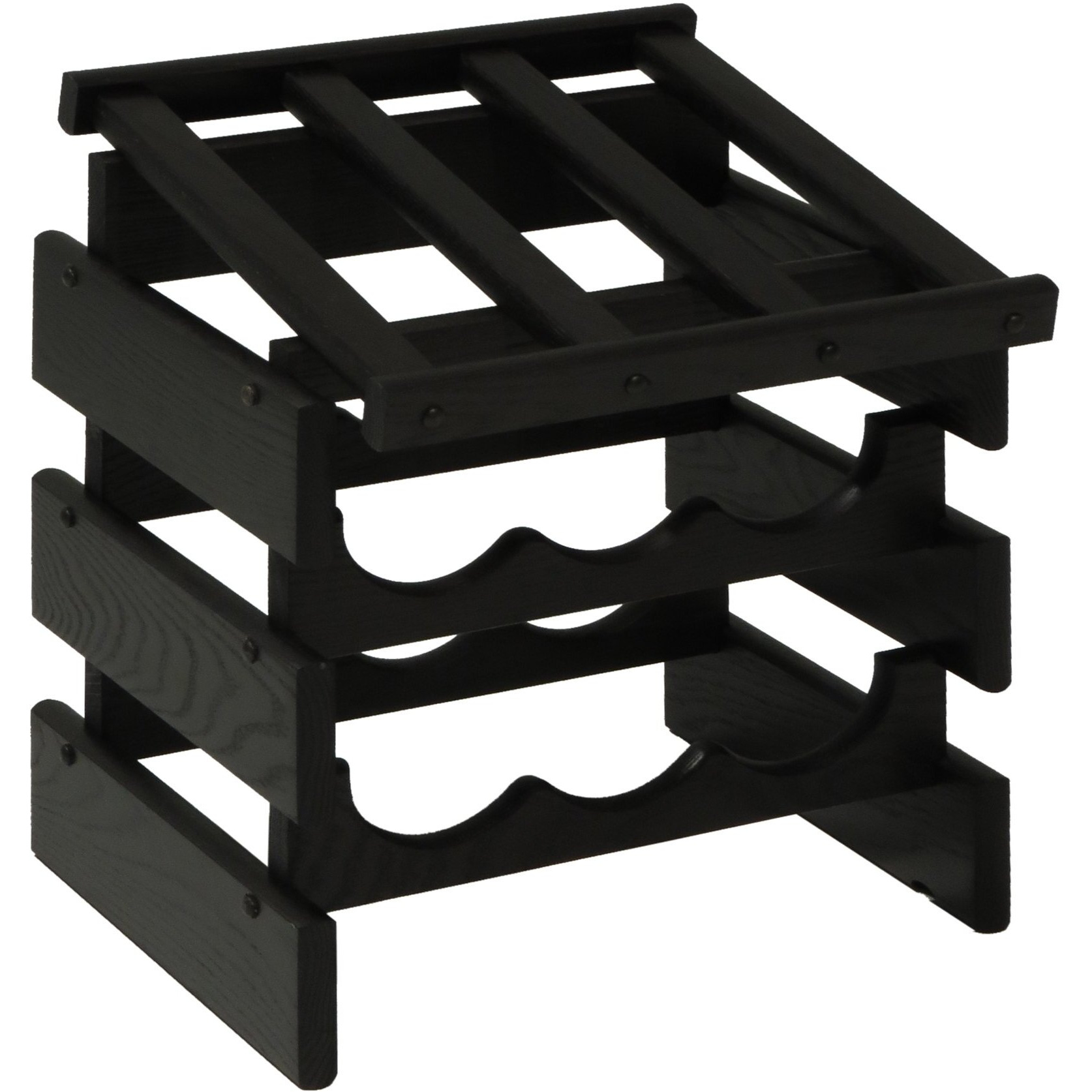 Wooden Mallet WRD32BK 9 Bottle Dakota Wine Rack with Display Top - Black