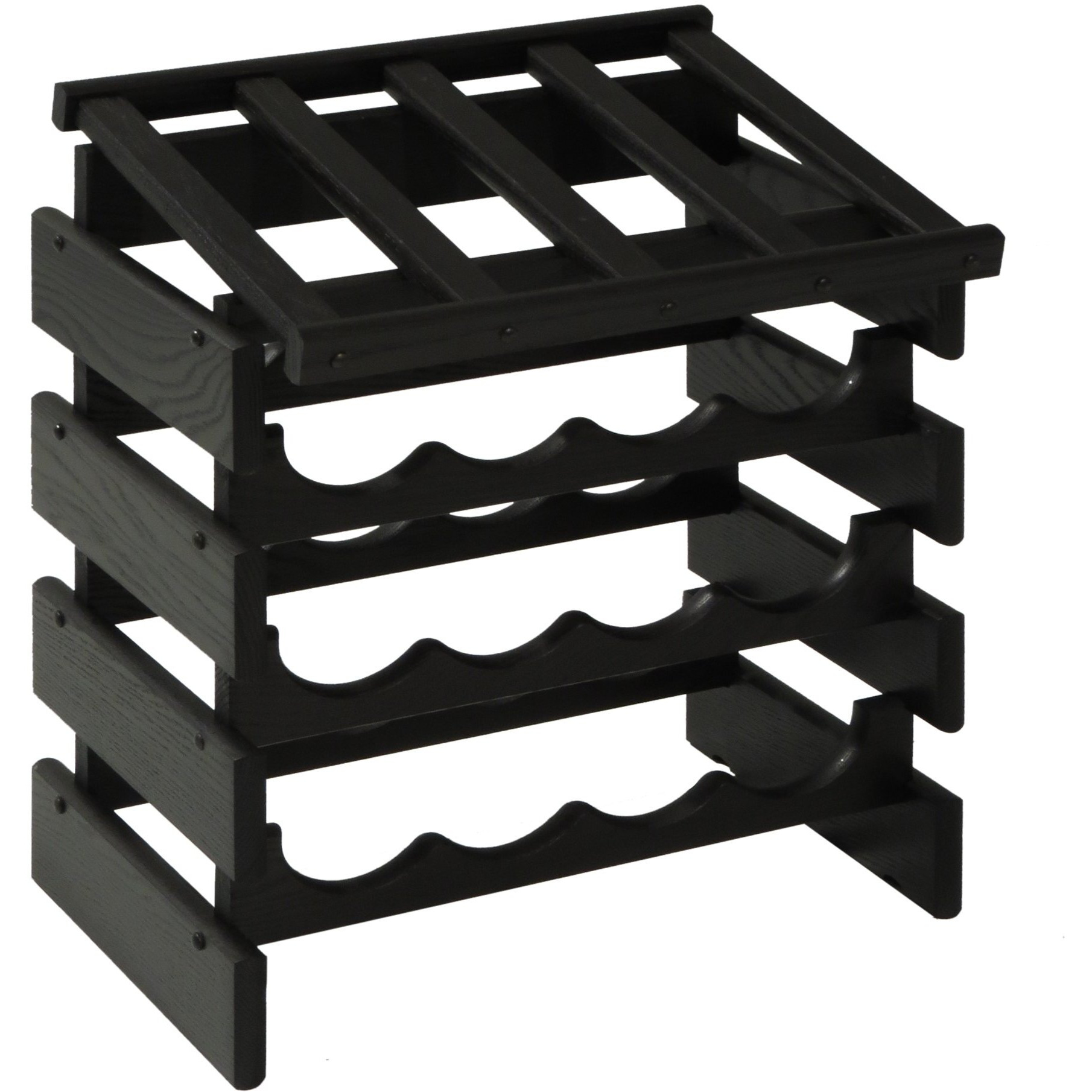 Wooden Mallet WRD43BK 16 Bottle Dakota Wine Rack with Display Top - Black