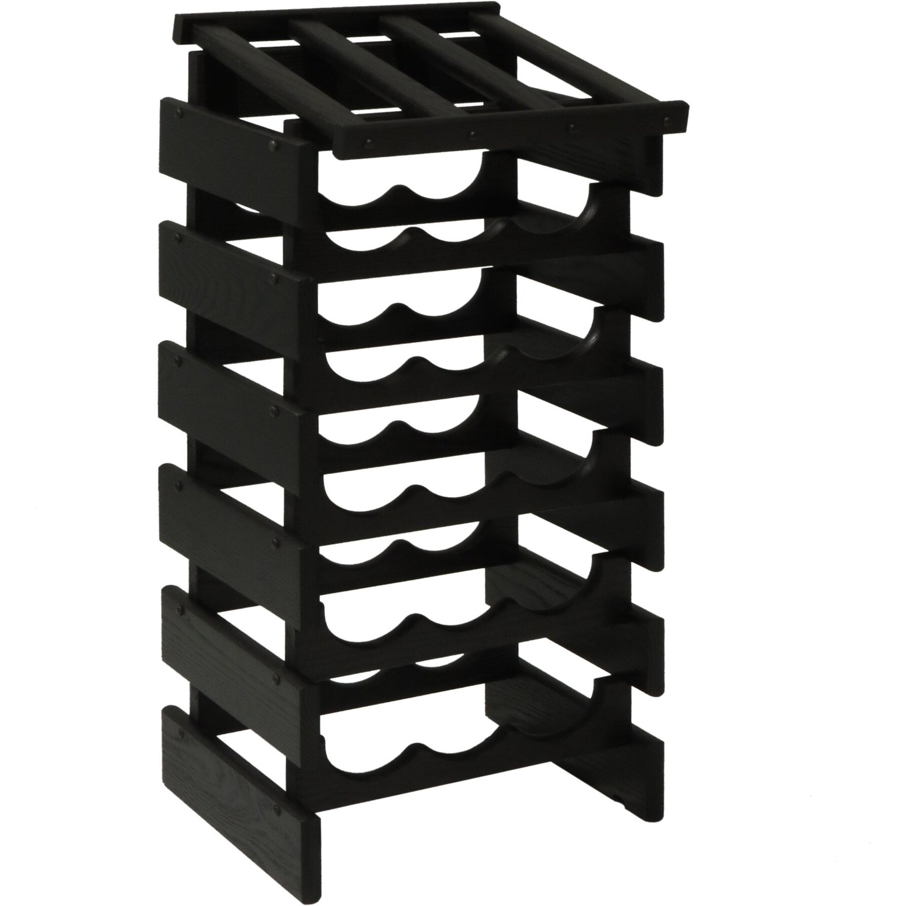 Wooden Mallet WRD35BK 18 Bottle Dakota Wine Rack with Display Top - Black
