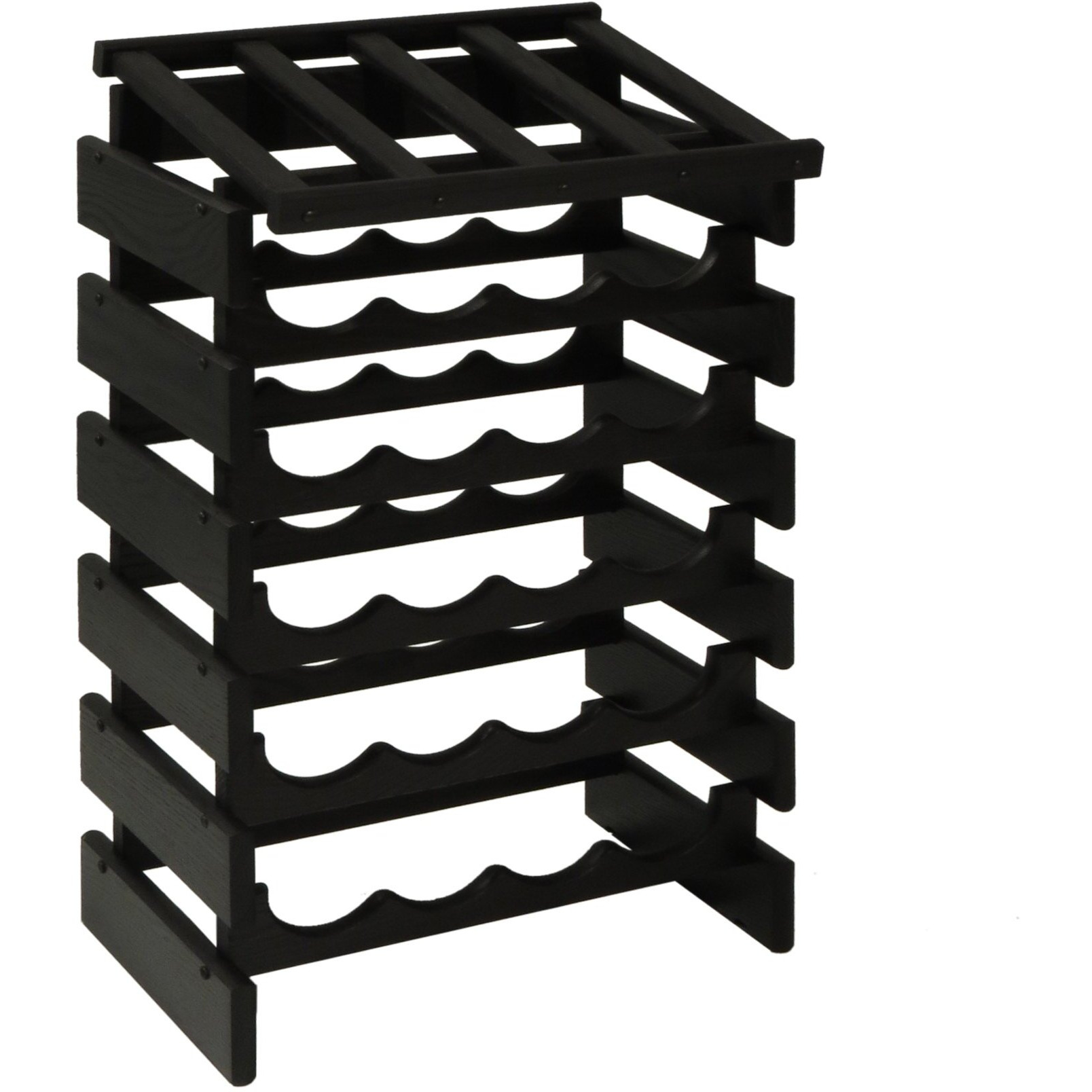 Wooden Mallet WRD45BK 24 Bottle Dakota Wine Rack with Display Top - Black