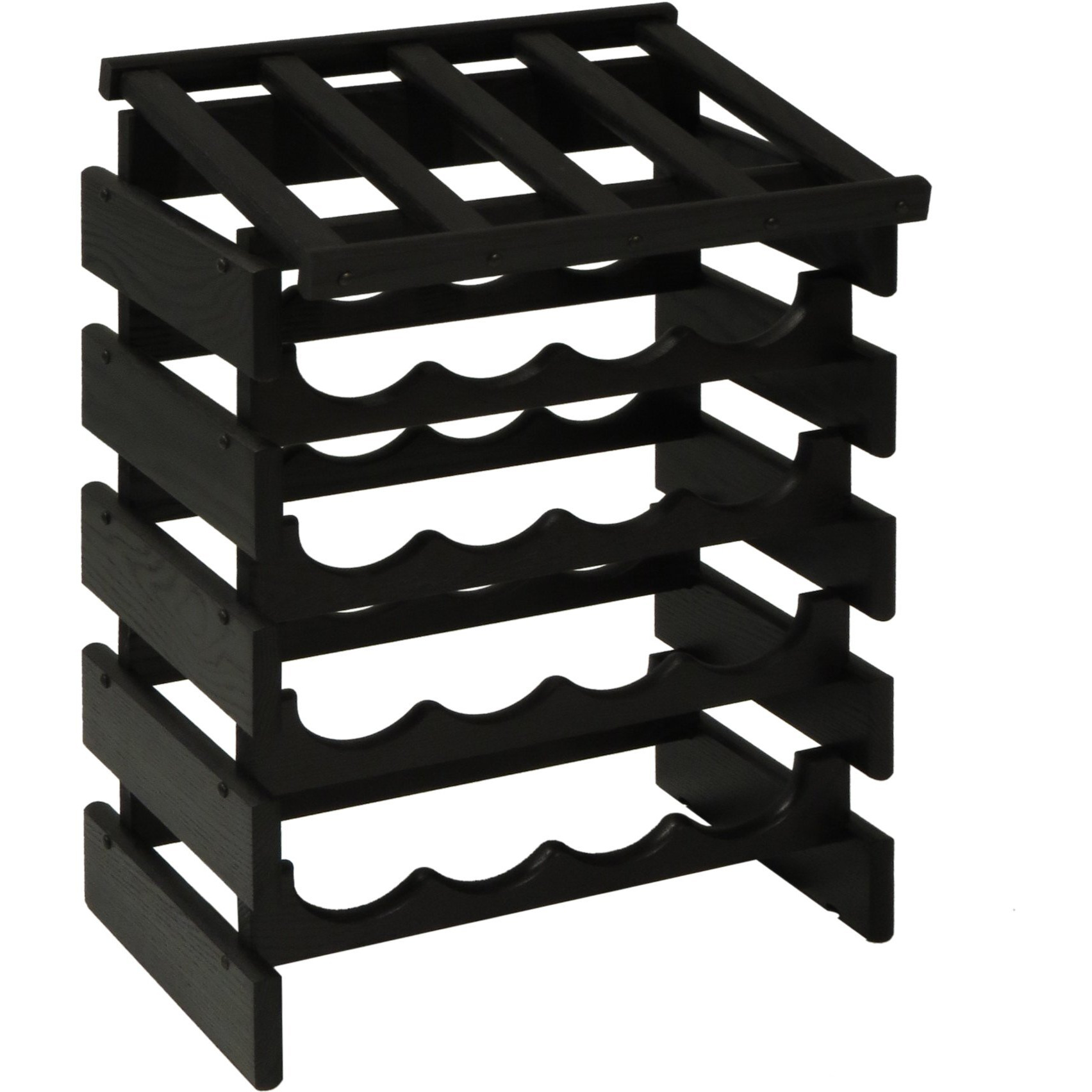 Wooden Mallet WRD44BK 20 Bottle Dakota Wine Rack with Display Top - Black