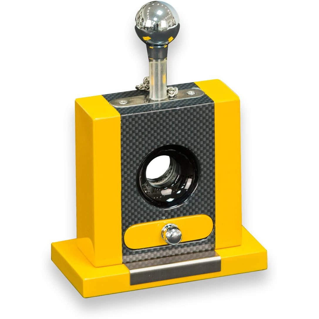 Bey-Berk International c127 Table Top cigar cutter with Drawer & carbon Fiber  Yellow