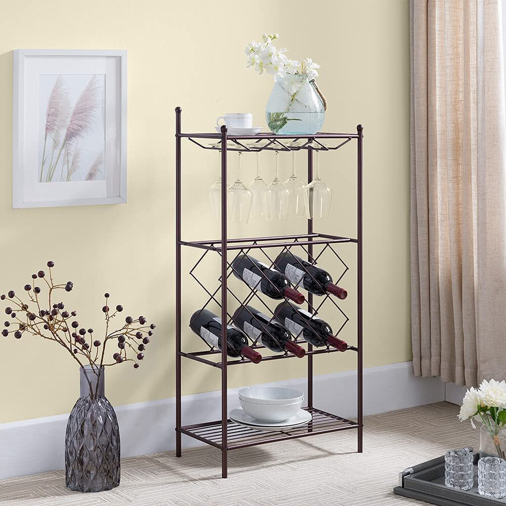 Tristate Apartment Furnishres WR1424 Keyent Metal Wine Rack - Bronze  38 x 18 x 10 in