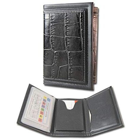 Designer Jewelry 3070 MenAs Billfold classic Black crocodile Print three fold