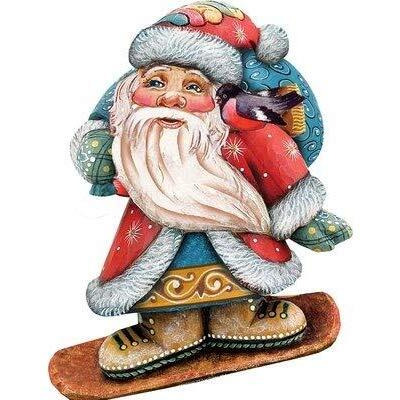 gDeBrekht 8119171M Wooden Snowboarding Santa christmas Decorative Hanging or Freestanding Figurine for Home & garden