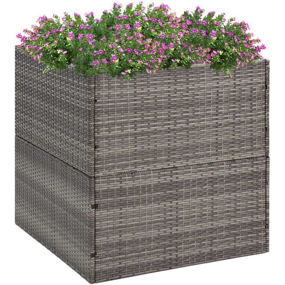 vidaXL Garden Planter Gray 31.5&quotx31.5&quotx31.5" Poly Rattan