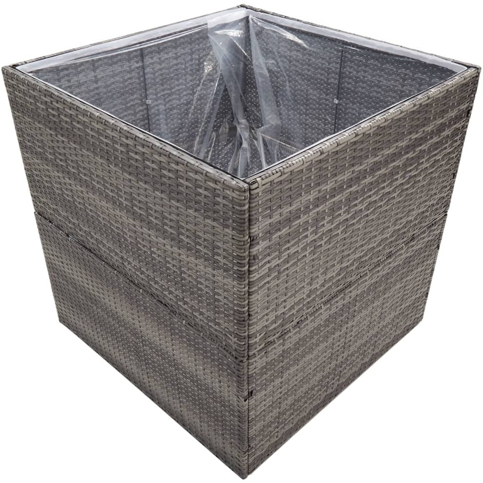 vidaXL Garden Planter Gray 31.5&quotx31.5&quotx31.5" Poly Rattan